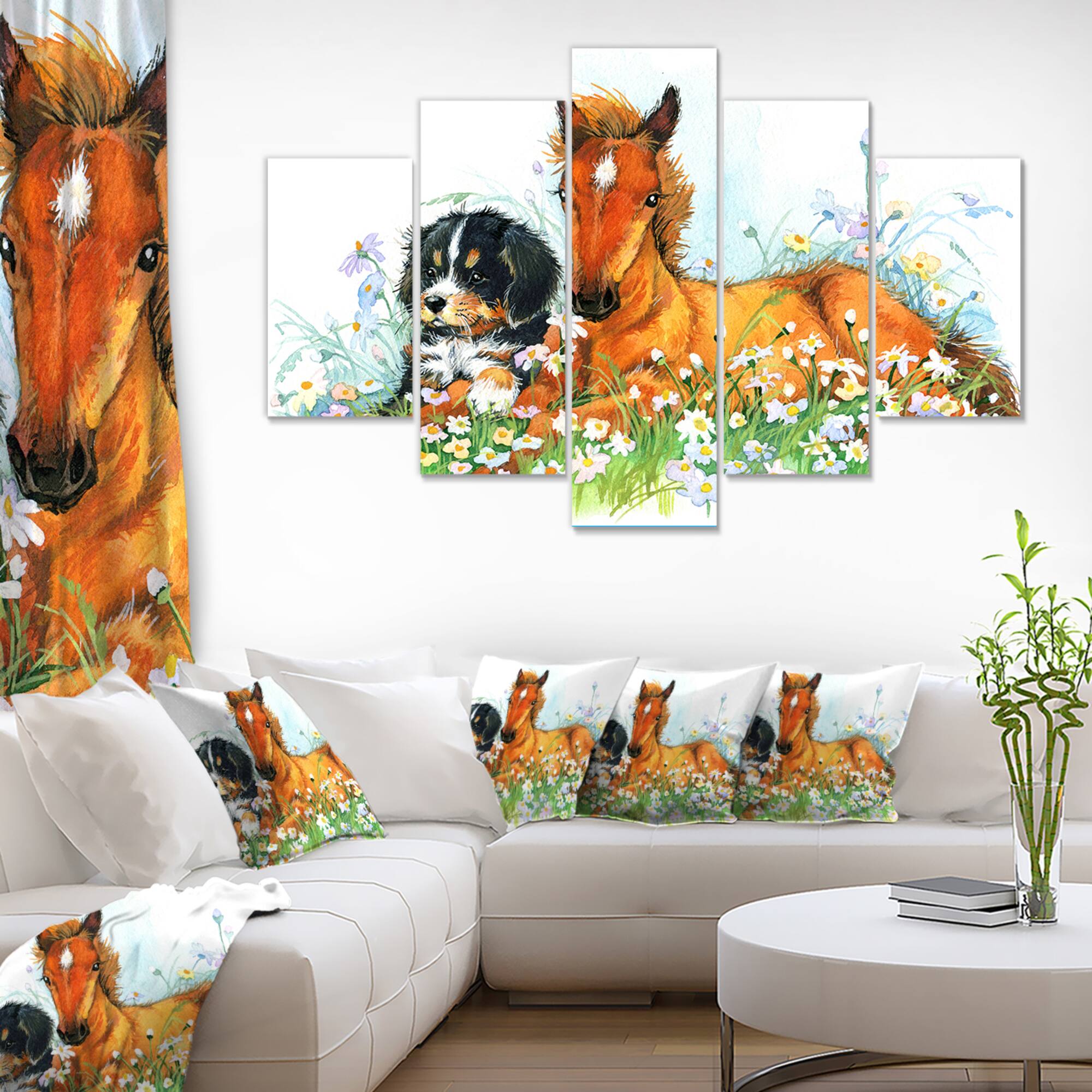 Designart - Relaxing Brown Cute Horse